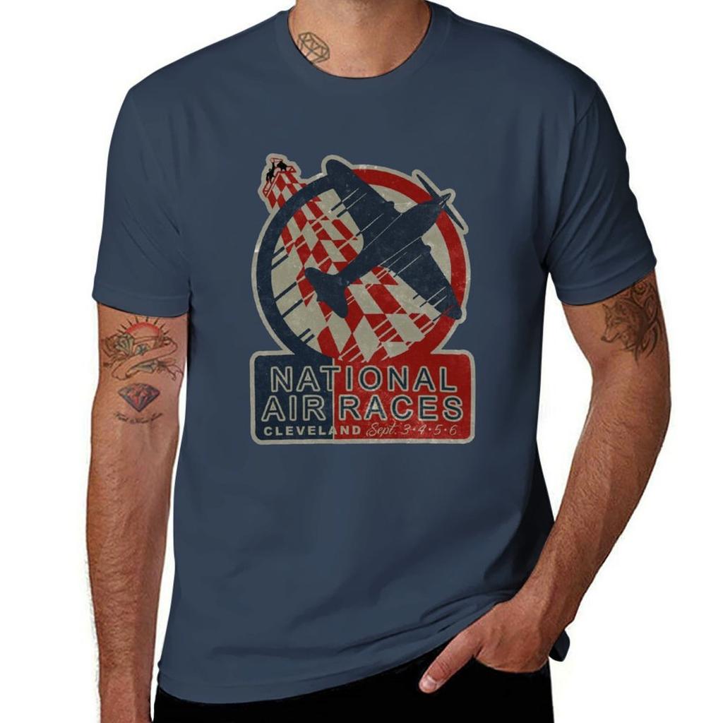 National Air Races Vintage Airplane Racing Design Tshirt Vintage Style Printed Top