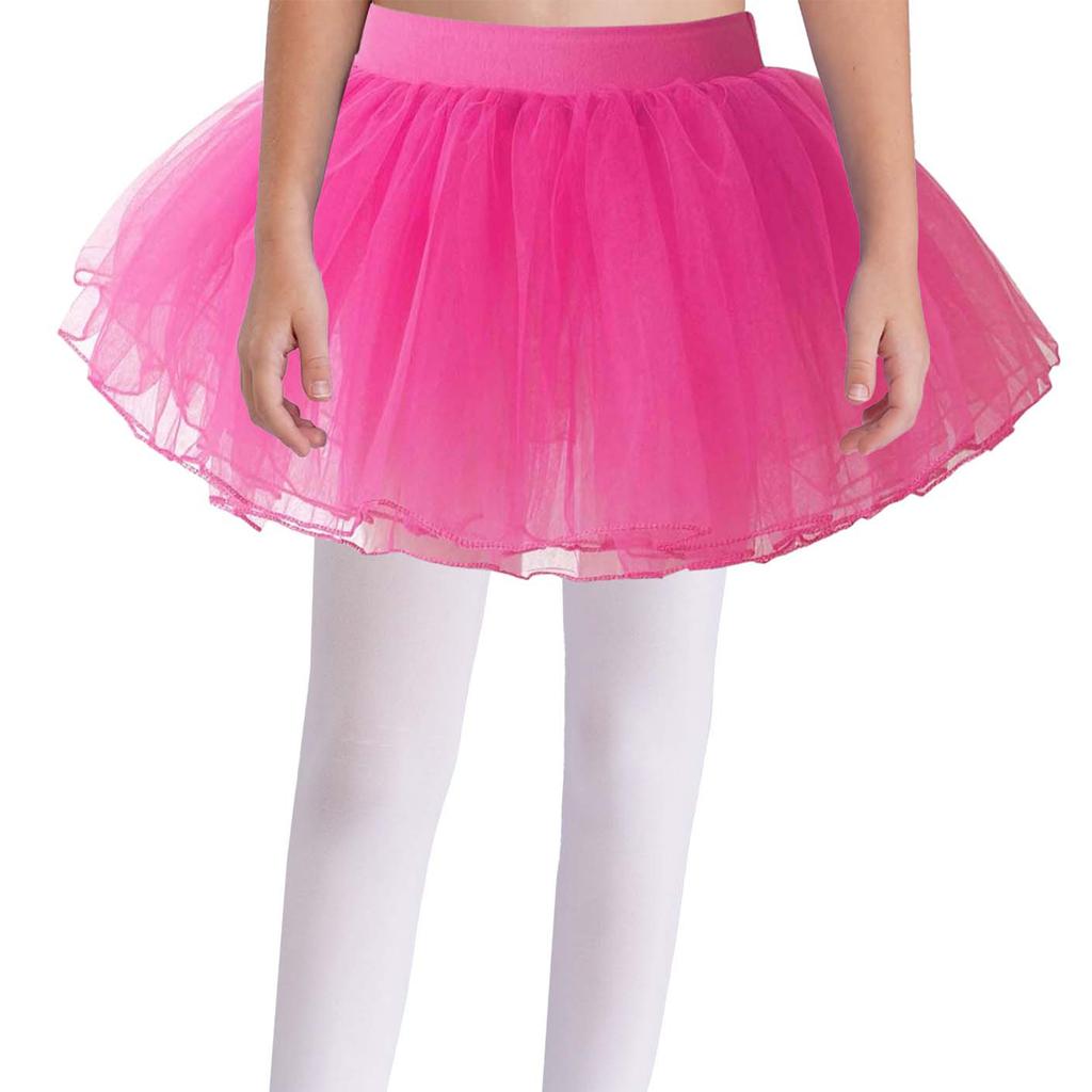 Girls Dance Clothing Elastic Waistband Tutu Mesh Skirt Solid Color Four Layer Dance Skirt