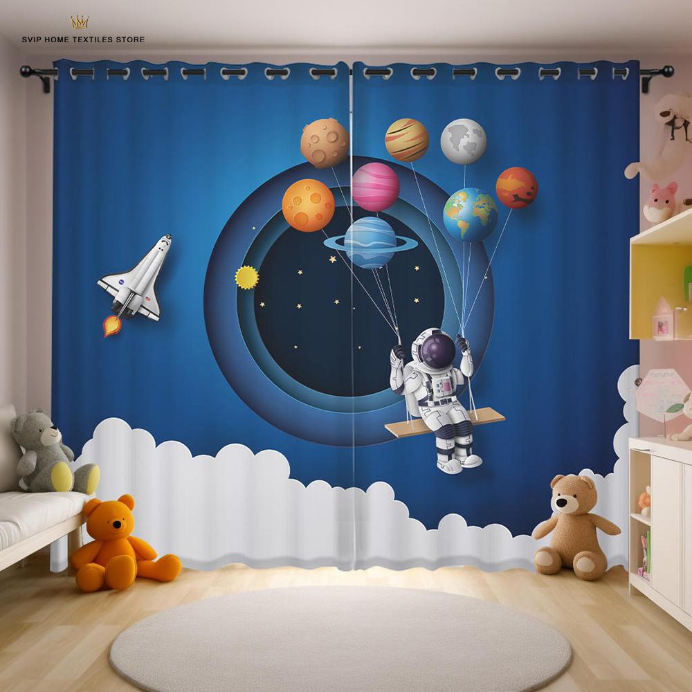 3D-печать Ракета Космос Астронавт Шторы, Спальня, Гостиная, Затенение Окна, Уличные Декоративные Цветы,