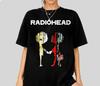 Графическая футболка Radiohead 2026 Унисекс с круглым вырезом 100% Хлопок Короткий рукав Y2k Оверсайз Мода Винтажная Популярная Футболка