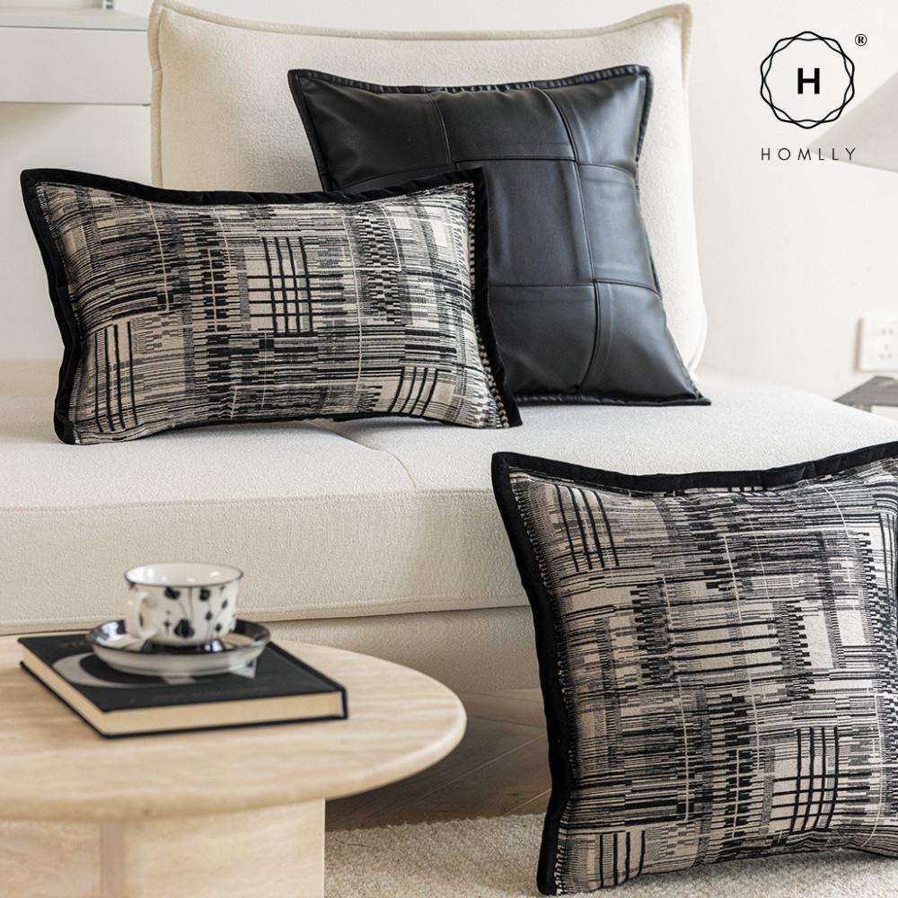 Homlly Noir Monochrome Decorative Pillow Cushion Cover (x2pcs)