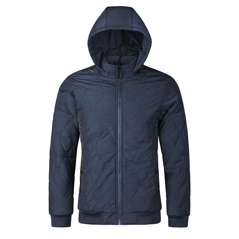 Men's Cotton Coat Autumn and Winter New Warm Jacket Casual Versatile Simple Solid Color Removable Hood Men's Jacket
