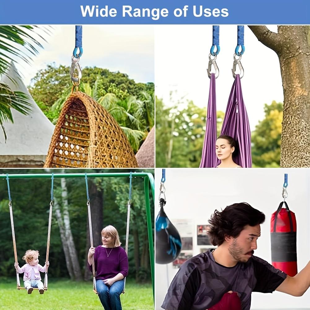 Прочный нейлоновый ремень с металлическим крючком - Износостойкий - Подходит для уличных гамаков, качелей на дереве и садовых кресел