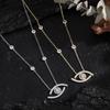 ZAKOL Fashion Aesthetic Evil Eye Zircon Inlaid Pendant Necklaces Buling CZ Clavicle Chain Engagement Wedding Zircon Collar