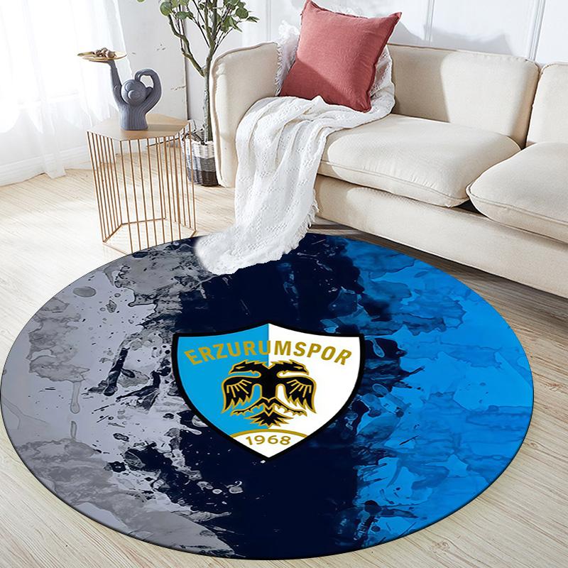 Erzurumspor FK Round Area Rug,Carpet Rug for Living Room Bedroom Sofa Playroom Decor,Non-slip Floor Mat