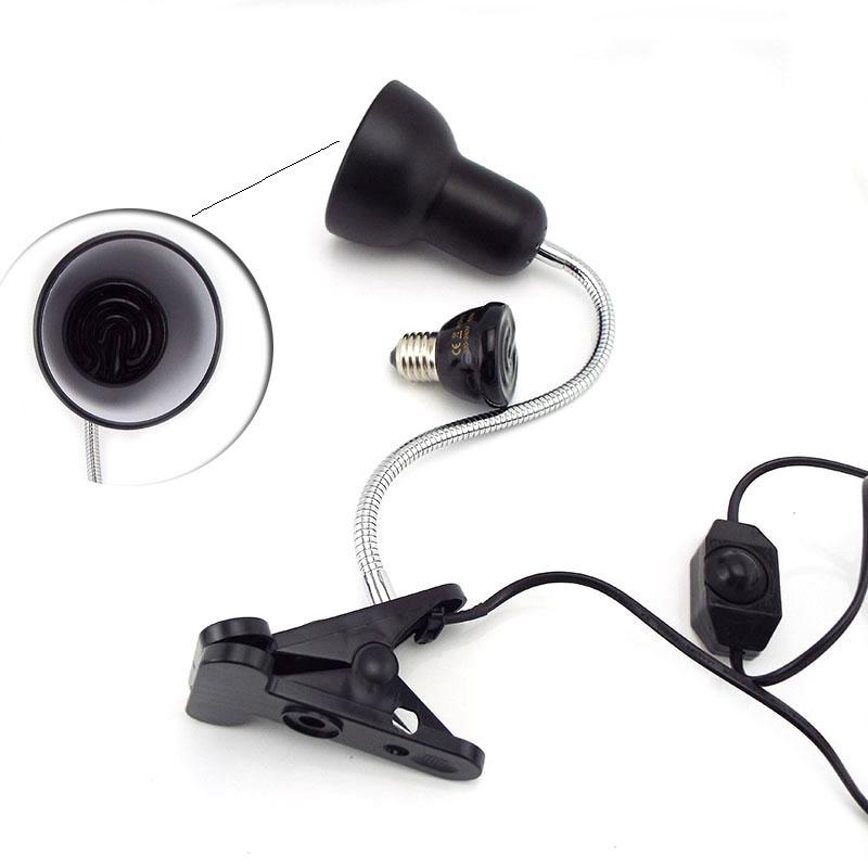 Лампа для обогрева рептилий 50 Вт 75 Вт 100 Вт Комплект светильников для черепах с зажимом E27, держателем для обогрева, греет черепах