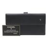 Used CHANEL Camellia W-hook Double-hook Long Wallet Leather Black Silver Hardware A46509