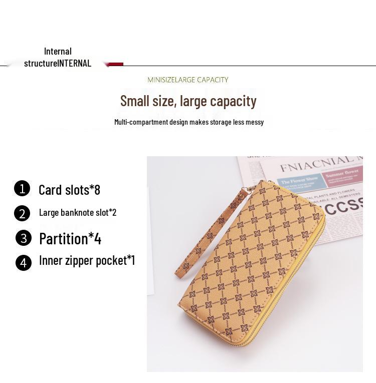 2024 Women's Fashion Wallet: European & American Style, Multi-Card Slot, Double Zipper, Phone Clutch.