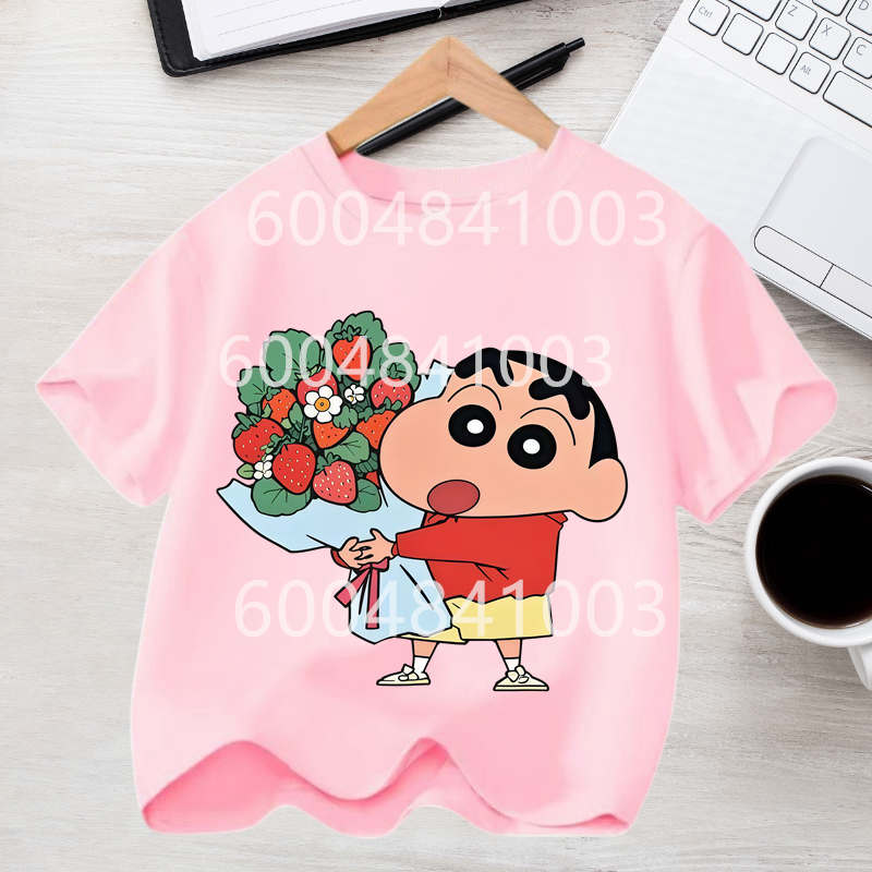 Crayons Shinchan Children T Shirt Kawaii Cartoon Boy Girl Short Sleeve Tee Shirt Summer Kids Clothes Anime Toddler Colour Tops