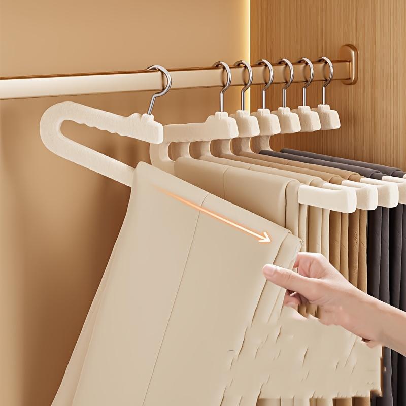 10pcs Flocked Goose-Shaped Pant Hangers, Suitable for Dormitories, Homes, and Schools. Made of Flocked Material, Traceless and Non-slip