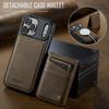 Detachable Magnetic Leather Phone Wallet Case Stand For Magsafe iPhone 17 16 15 13 12 Pro Max Samsung S25 Plus S24 Ultra A17 ID Bank Card Holder Cover