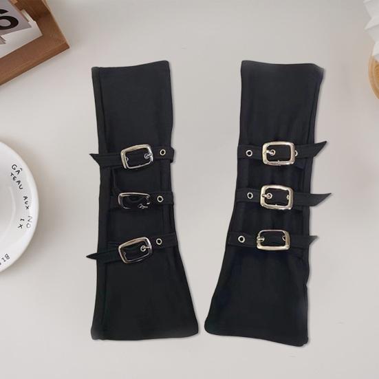 1 пара перчаток для косплея с регулируемыми пряжками, без пальцев, противоскользящие, однотонные, рабочие рукава в стиле панк