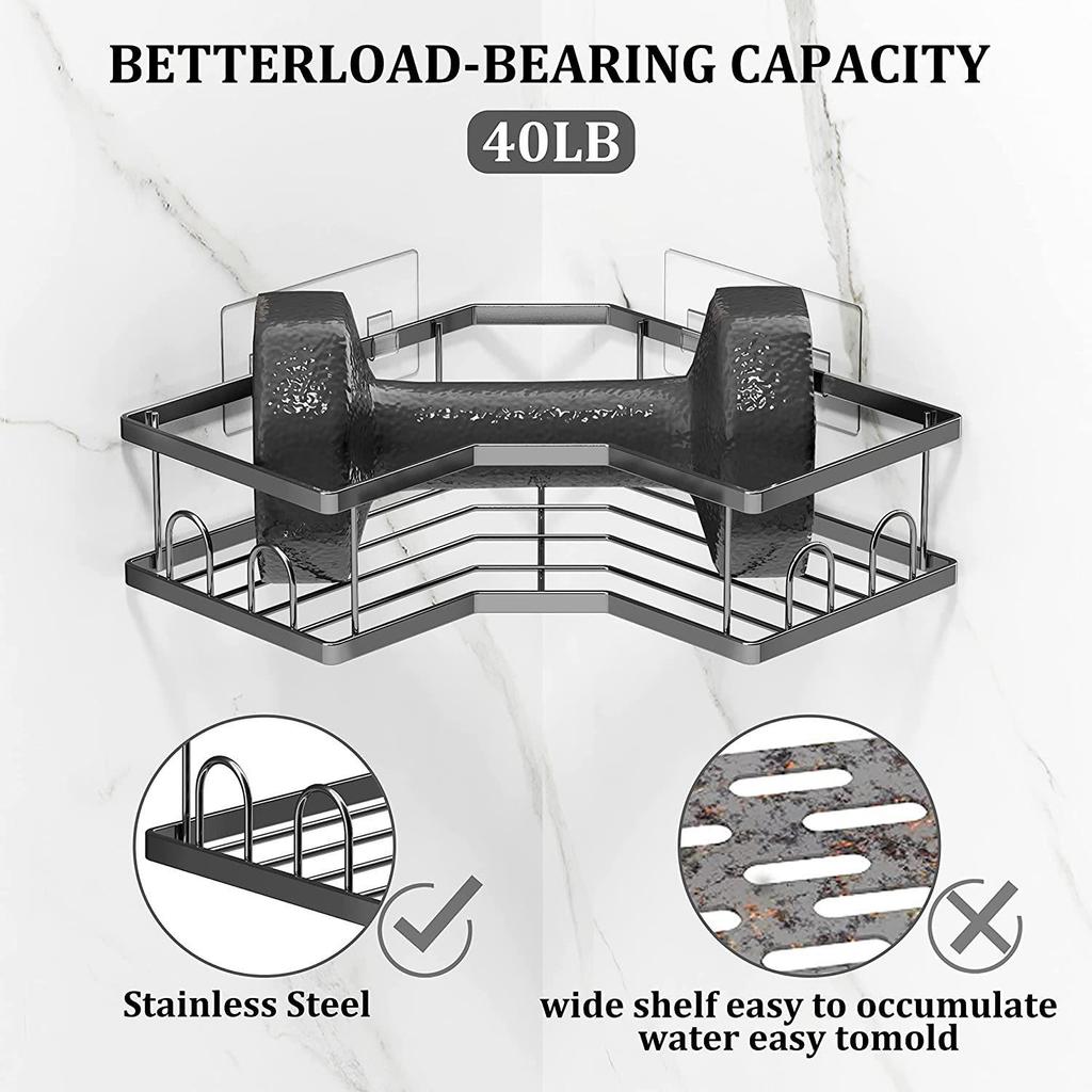 Утолщенная железная угловая полка для ванной - Туалетная стойка без сверления и мыльница