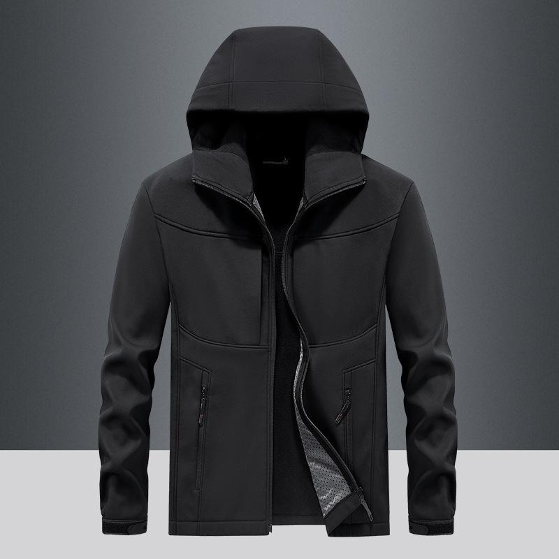 Мужская куртка весна-осень ветрозащитная флисовая повседневная куртка с капюшоном Soft Shell Тренчкот для мужчин