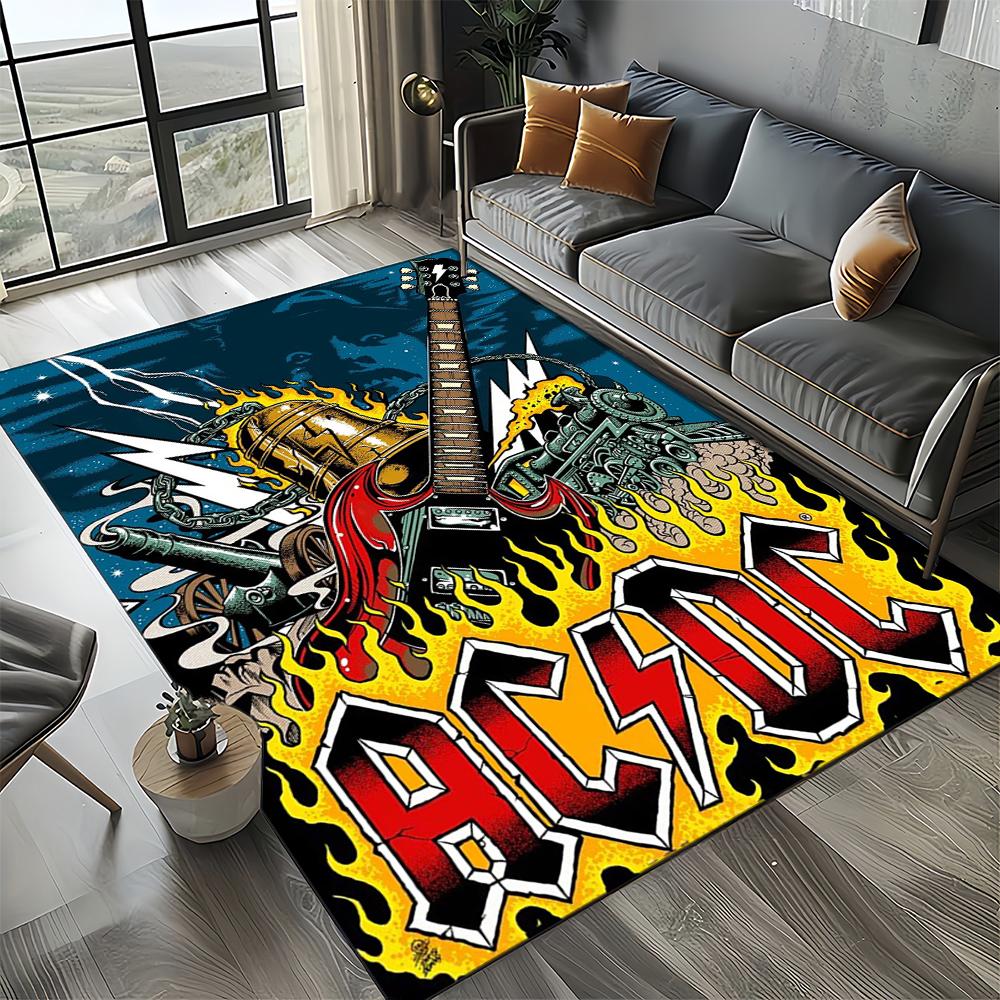 3D AC-DC-Rock Band Мультяшный Ковер Большой, Ковер для Гостиной Спальни Дивана Прихожей Декор, Детский Нескользящий Коврик