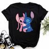 Disney Lilo Stitch Cute Cartoon Print Women T-Shirt Summer Streetwear Short Sleeve T Shirt Fashion Casual Female Clothes Tops