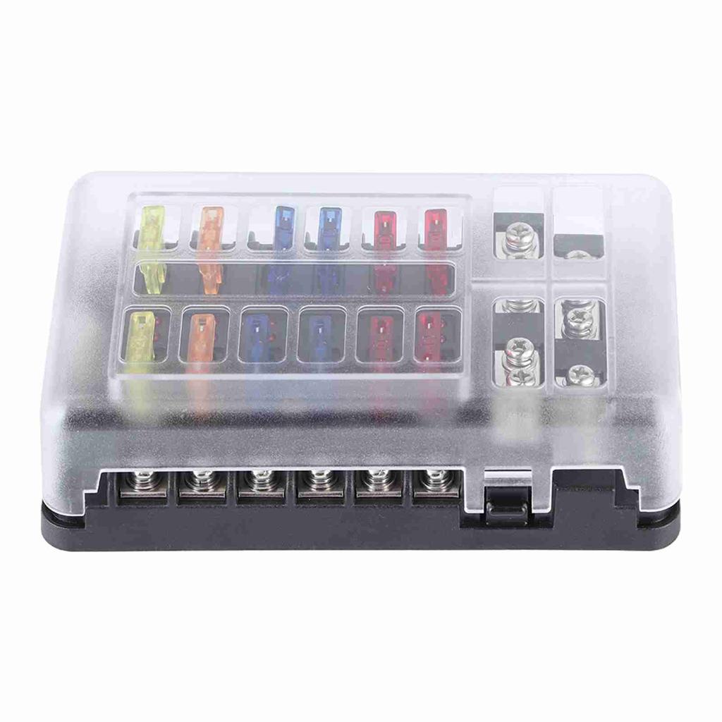 Fuse Box Holder 12 Way Blade W LED Light Waterproof Block Universal for Automotive Marine Yacht
