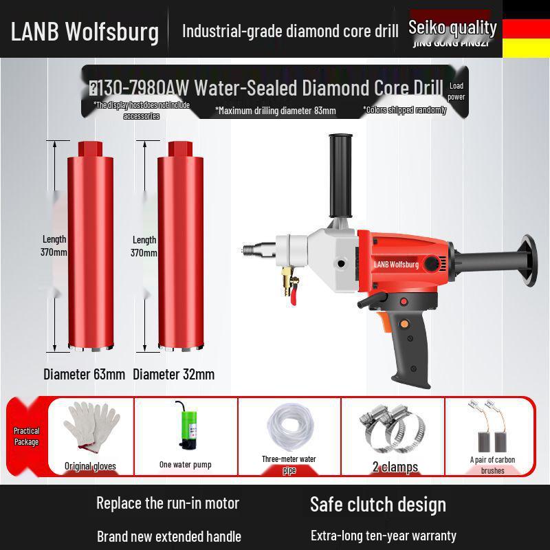 Diamond Core Drill Machine: Handheld & Stand, Wet/Dry, Concrete & AC Hole Opener, Water Drill Mixer