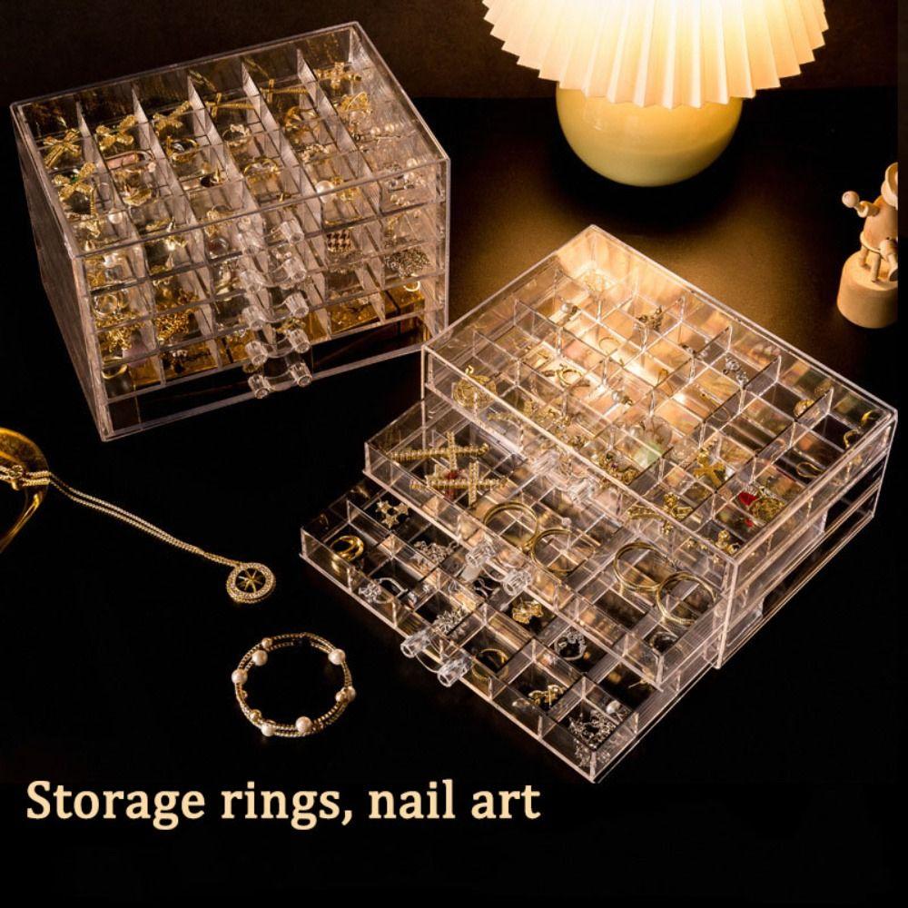 120Grids Jewelry Storage Box Acrylic Nail Art Organizer Box Jewelry Transparent Box  Vanity