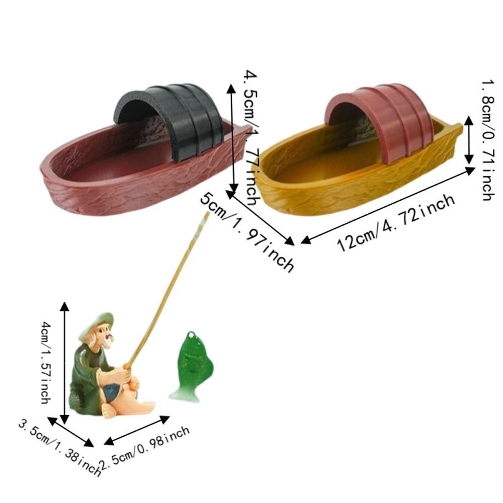 Ancient Style Floating Boat Fisherman Ornaments Plastic Fish Tank Ornaments Office Decor