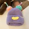 Yousheng Sausage Mouth Knitting Hat Cartoon Plush Doll Decor Warm Cozy Plush Doll Hat Cold Weather Winter Headwear