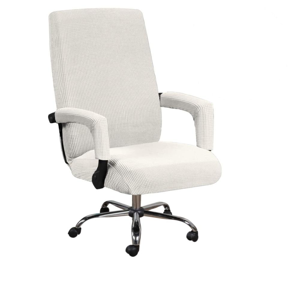 Office Chair Cover+Arm Cover Computer Seat Cover Stretch Rotating Chair Slipcover with Elastic Bottom Chair Protector for Rotating Boss Chair