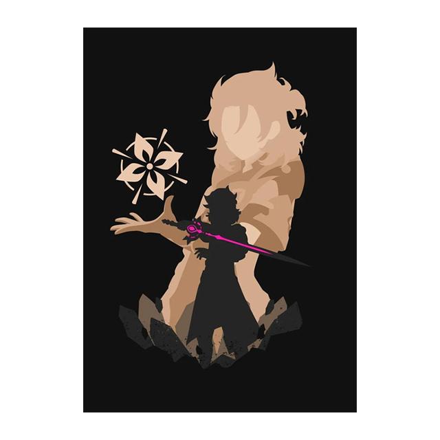 Рамка из цельного дерева для видеоигр Genshin Impact, украшение, фреска, аниме, изображение персонажа, постер, холст, картина, принты для детской комнаты, для современного домашнего декора