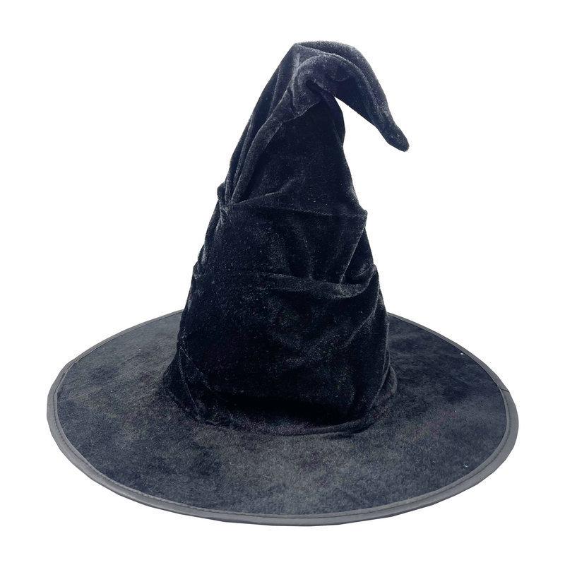 Halloween Pleated Black Witch Hat - Costume Headwear and Hair Accessory.