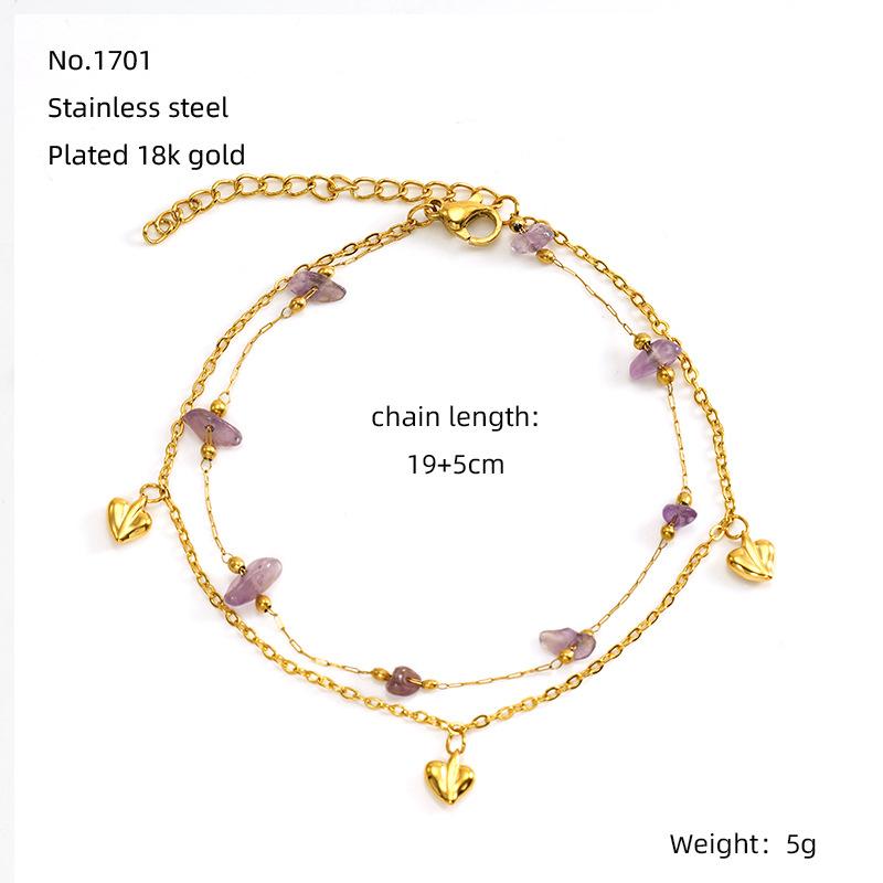 Fashionable Dainty Stainless Steel Bracelet with Colorful Natural Stone and Glass Beads Premium Fashion Bangles