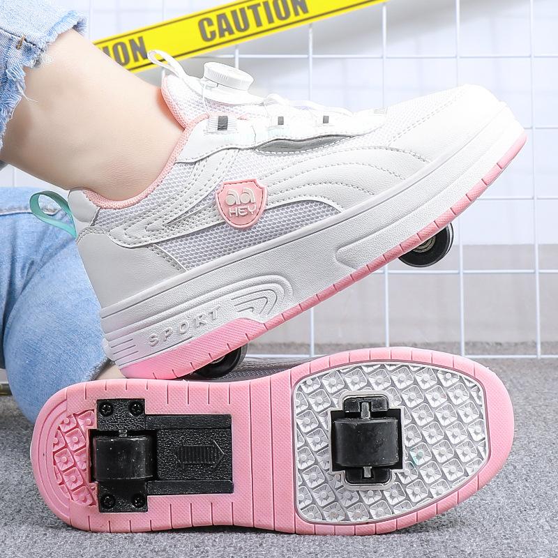 Winter Season Four Wheel Charging Roller Skates Children's Sports Shoes Colorful Casual Shoes For Girls Teenagers