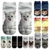 Cute 3D Cat Animal Print Women Breathable Polyester Elastic Low Cut Ankle Socks