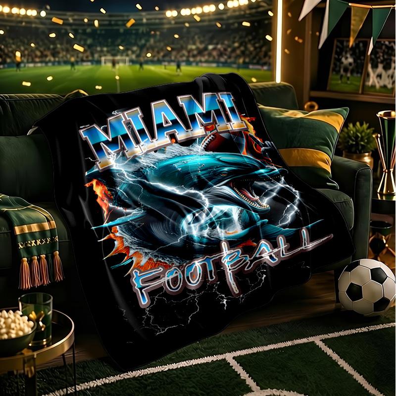 Dolphins Team Logo Artwork Blanket Lightweight Flannel Bedding Blanket Perfect for Travel, Camping, Living Rooms, Offices, Sofas, Fan Christmas gift