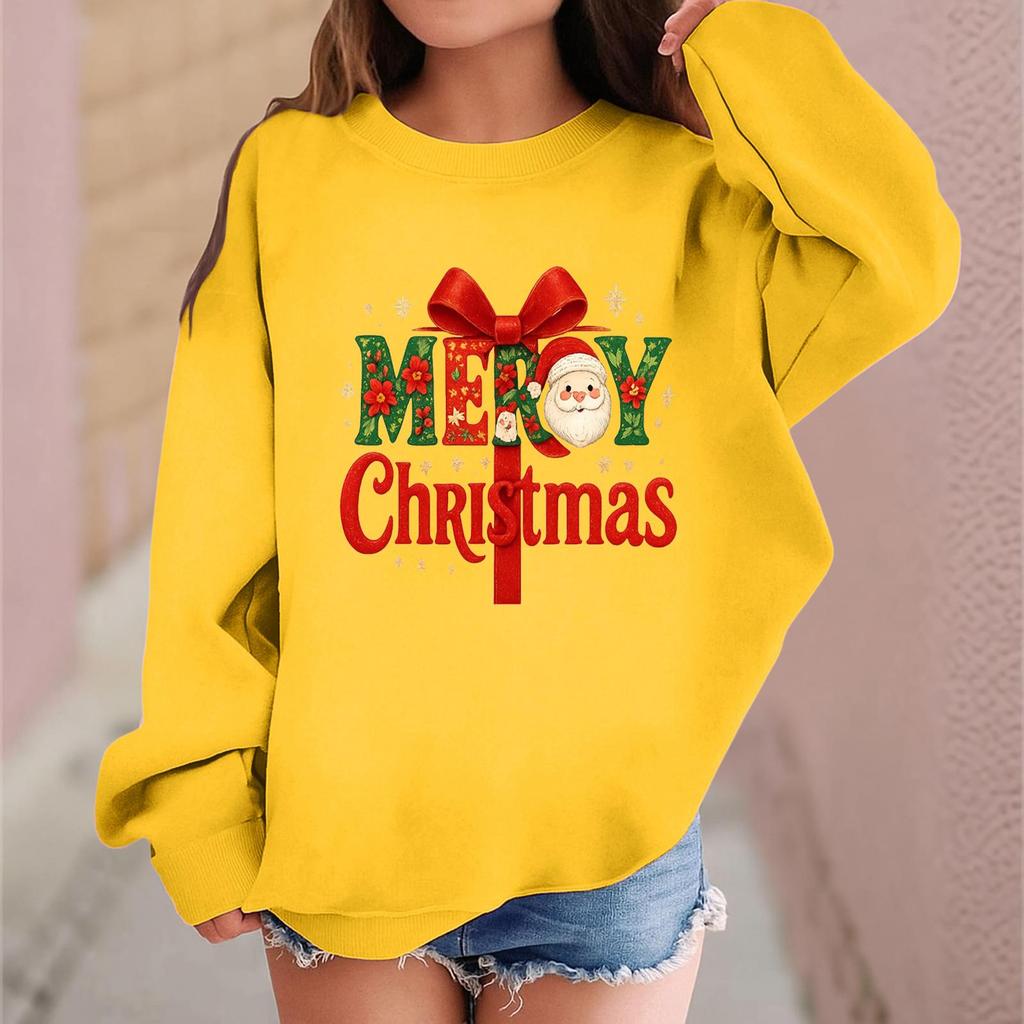 Children's Fashionable Casual Long-sleeved Loose Christmas Print Pullover Sweatshirt