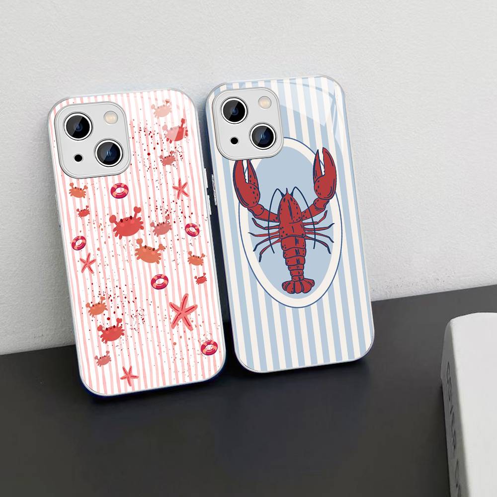 Милые Морские Жители, Крабы, Лобстеры Закаленное Стекло Для Iphone 14 13 12 11 Pro Mini XS MAX 14Plus X XS XR Чехол