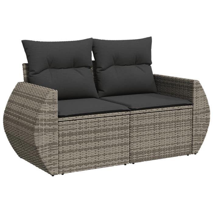VidaXL Salon de Jardin avec Coussins 5 pcs, Canapés de Terrasse, Ensemble de Meubles de Patio, Mobilier d'Extérieur, Gris 3221329