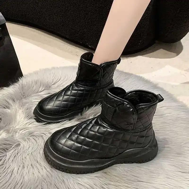 Модные белые женские зимние сапоги, элегантные на среднем каблуке, черные кожаные туфли с круглым носком для женщин, ботильоны Y2k, весна-осень, Gyaru