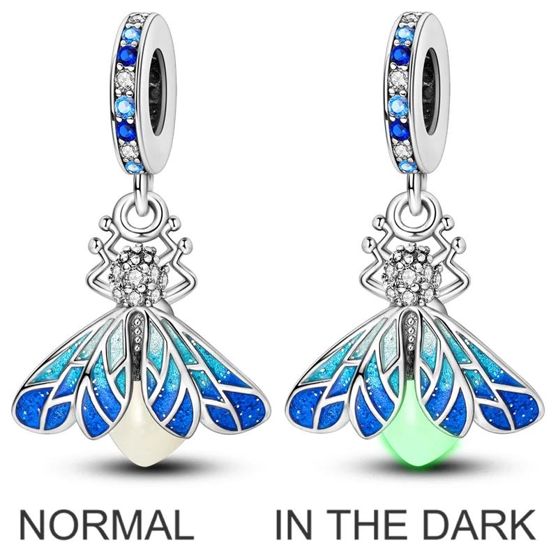 Copper Luminous Firefly Charms Beads Lovely Golden Glowworm Pendant Fit Original Bracelet Diy Women Jewelry Gift