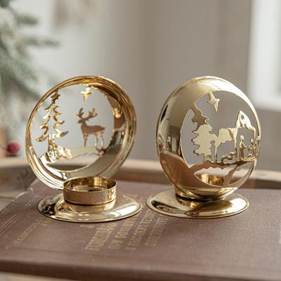 Новый Золотой Рождественский Подсвечник Рождественская Елка Олень Колокольчик Железный Рождественский Подсвечник Подставка для Свечи Домашние Украшения Настольное Украшение