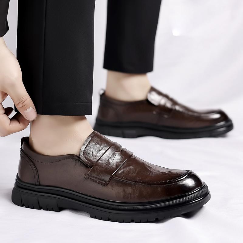 Fashion High Quality Cowhide Casual Shoes Handmade Loafers Men Footwear New British Style Dress Shoes Classic Leather Fashion Flats