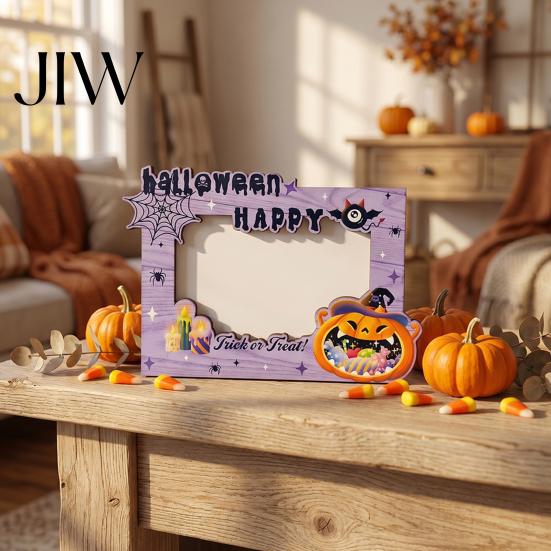 Fall Seasonal Home Accents Halloween Wooden Photo Frame, Double Layer Wood Tabletop Picture Holder, Creative Autumn Housewarming Gifts Display