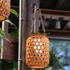 Атмосферные плетеные фонари из имитации бамбука, подвесные плетеные ветряные фонари, плетеные солнечные фонари, балкон