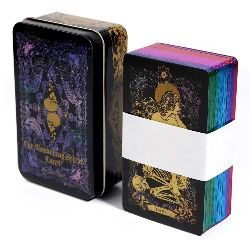 Wondering Spirit Tarot 78pcs In a Tin Metal Box Gold-plated Edge Tarot Cards For Divination Tarot Deck Beautiful Package