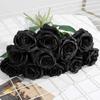 10pcs Artificial Roses Artificial Latex Real Touch Rose Flower Bridal Wedding Bouquet For Home Decorations Fake Flowers Black Roses
