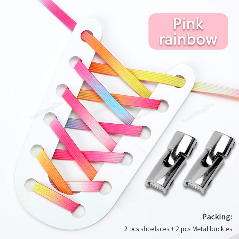 New Cross Lock Shoelaces Without Ties Rainbow Elastic Laces Sneakers Kids Adult No Tie Shoe Laces 8MM Width Flat Boots Shoelace