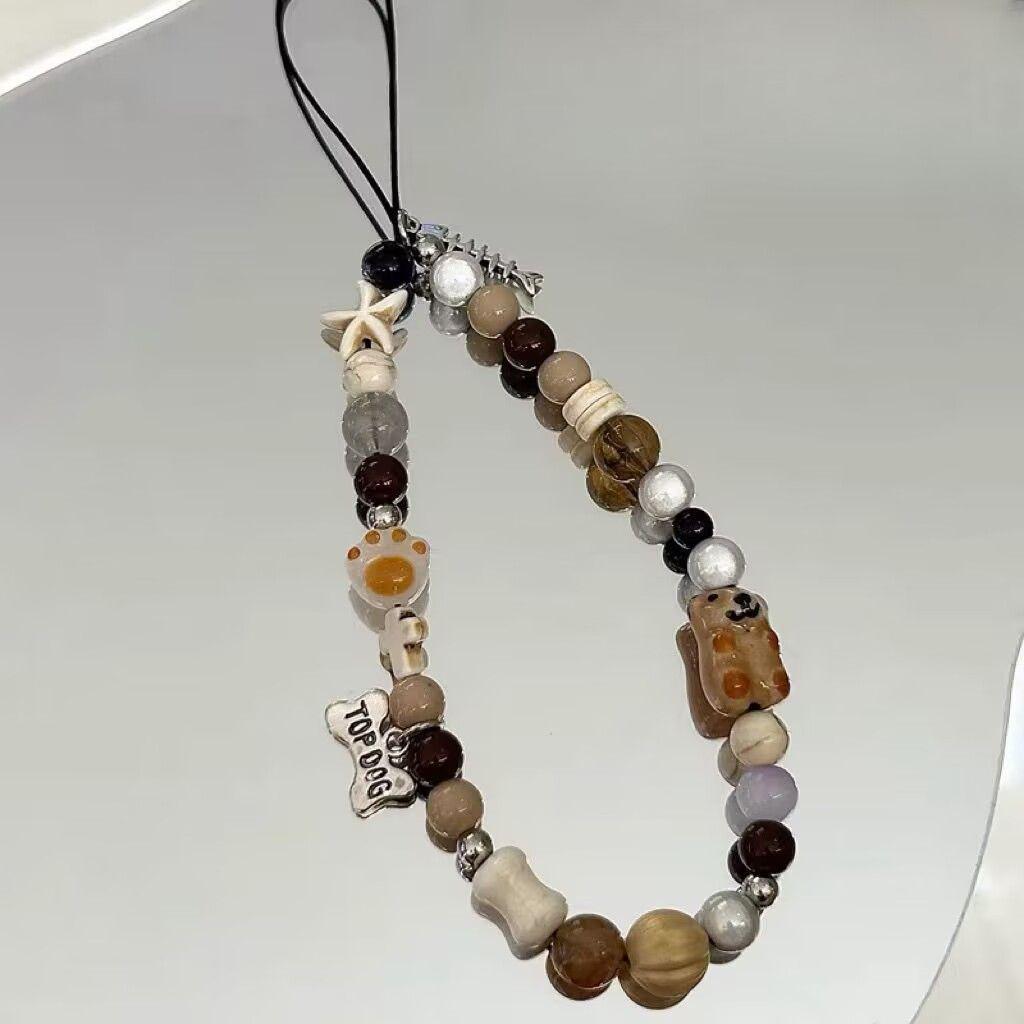 Крутой стиль кость собака бусина кулон цепочка для телефона шнурок