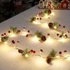 high quality1pc, Christmas Decoration Light String, Green Leaf Pine Needle (Plastic Pine Cone) Mushroom Light Decoration, New Year Decoration, No