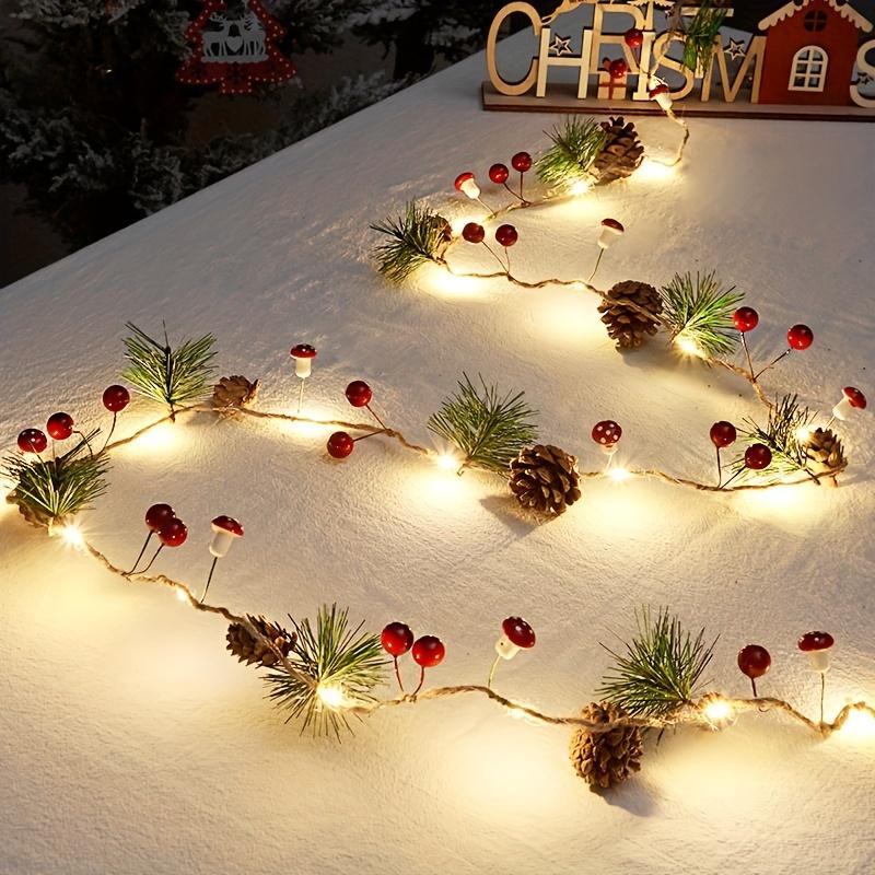 high quality1pc, Christmas Decoration Light String, Green Leaf Pine Needle (Plastic Pine Cone) Mushroom Light Decoration, New Year Decoration, No
