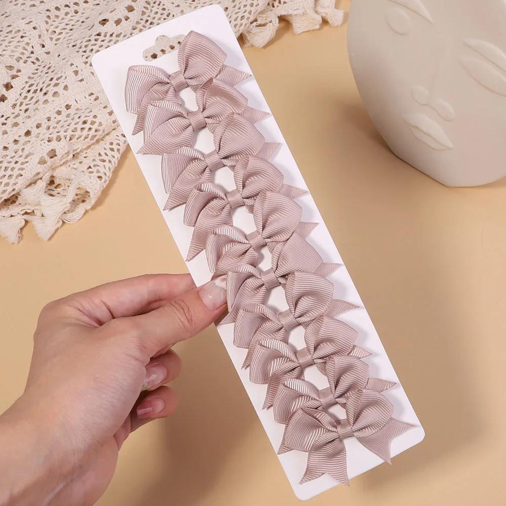 10 шт./набор однотонных репсовых лент, заколки для волос для детей, банты, заколки для волос, бутик, ручная работа, головные уборы, аксессуары для волос для девочек и младенцев