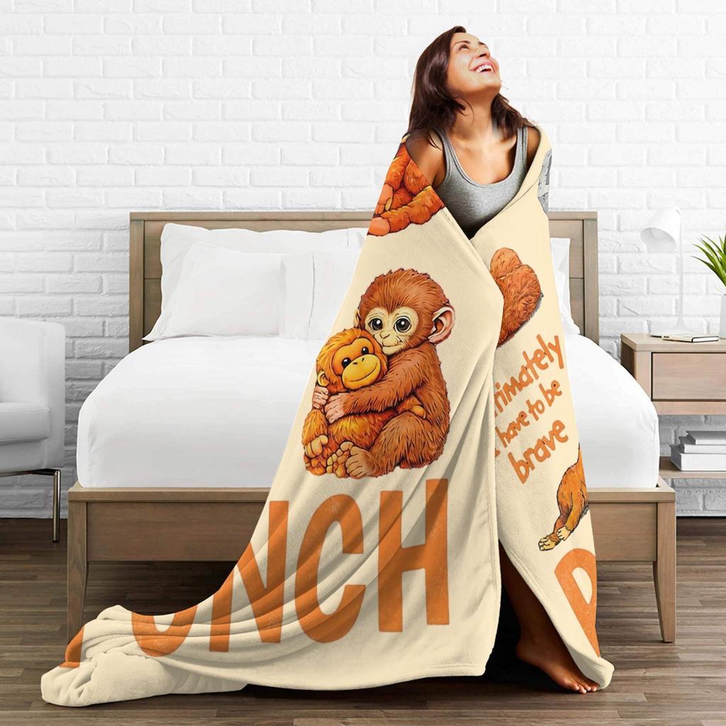 Ultimately I Have to Be Brave Lonely Punch Monkey Fleece Throw Blanket Blankets for Home Travel Super Soft Plush Thin Quilt,