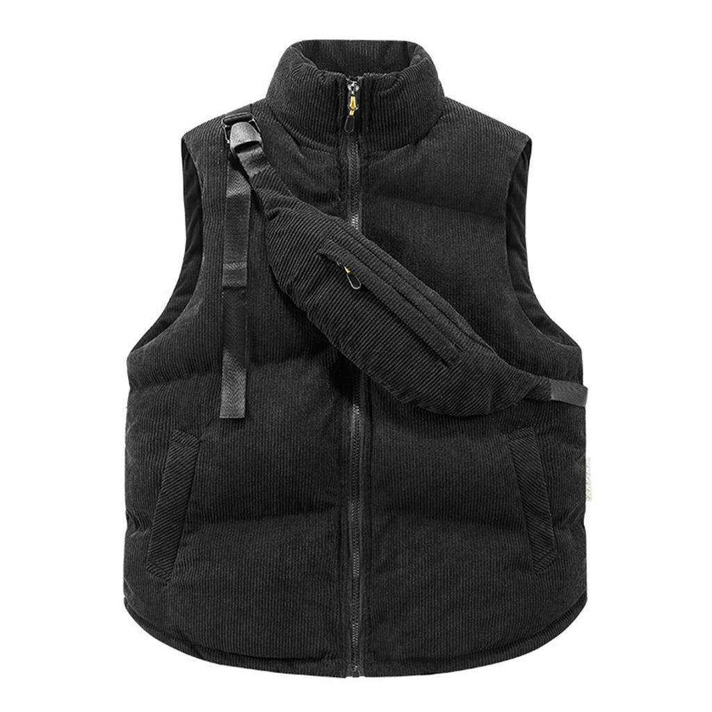 Winter Vest Fashion Waistcoat Sleeveless Men Warm Thick Jacket With Backpack Corduroy Men's Coats